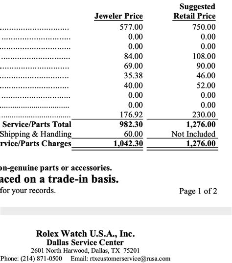 rolex service cost.